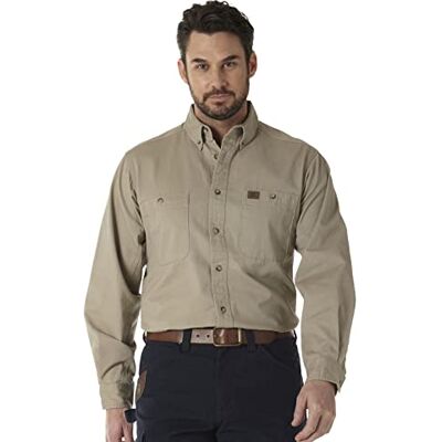 Wrangler Heren Riggs Workwear Logger Twill werkshirt met lange mouwen, Kaki, 3XL Wrangler Heren Riggs Workwear Logger Twill werkshirt met lange mouwen, Kaki, 3XL