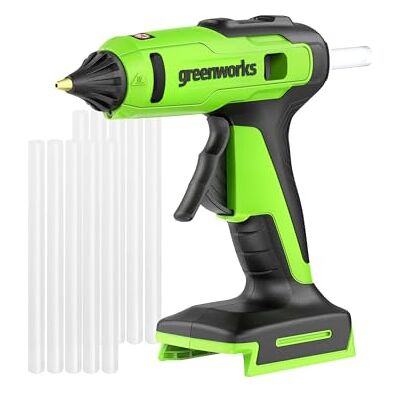 Greenworks 24V Draadloze Lijmpistool - Snelle Opwarming - LED Licht - Druppelvrij - DIY, Kunst, Huisdecoratie Greenworks 24V Draadloze Lijmpistool - Snelle Opwarming - LED Licht - Druppelvrij - DIY, Kunst, Huisdecoratie