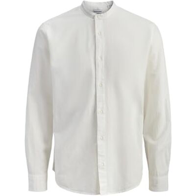JACK & JONES Jjebreeze Linen Blend Band Shirt L/S Jnr, wit, 152 JACK & JONES Jjebreeze Linen Blend Band Shirt L/S Jnr, wit, 152
