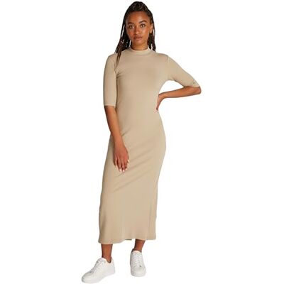 Tommy Hilfiger Dames slanke 5X2 Rib MIDI jurk 1/2 WW0WW44430 Bodycon jurk, kaki, 3XL, Khaki (Sandelhout), 3XL grote maten Tommy Hilfiger Dames slanke 5X2 Rib MIDI jurk 1/2 WW0WW44430 Bodycon jurk, kaki, 3XL, Khaki (Sandelhout), 3XL grote maten