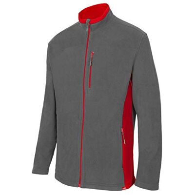 VELILLA 201504; tweekleurige fleecejas; kleur grijs en rood; maat XS VELILLA 201504; tweekleurige fleecejas; kleur grijs en rood; maat XS