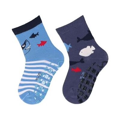 Sterntaler Jongens ABS set van 2 haai en vissen sokken, fluweelblauw, 18, fluweelblauw, 18 EU Sterntaler Jongens ABS set van 2 haai en vissen sokken, fluweelblauw, 18, fluweelblauw, 18 EU
