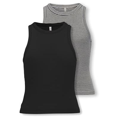 ONLY Kogjill Life S/L Tank Top JRS 2-Pack, zwart, 134-140 ONLY Kogjill Life S/L Tank Top JRS 2-Pack, zwart, 134-140