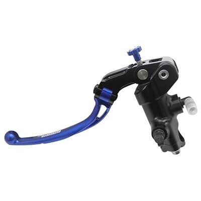 ACCOSSATO Gesmede koppelingspomp 19 x 20 met zwarte geanodiseerde pompbehuizing, lange blauwe knop + hendel, voor Ducati 848 Evo van 2011 tot 2013, CC 848 ACCOSSATO Gesmede koppelingspomp 19 x 20 met zwarte geanodiseerde pompbehuizing, lange blauwe knop + hendel, voor Ducati 848 Evo van 2011 tot 2013, CC 848