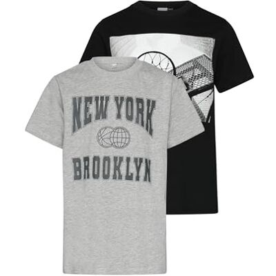 Urban Classics Jongens T-shirt, 100% katoen, Black+Heathergrey, 134-140, Zwart+heathergrey, 134-140 Urban Classics Jongens T-shirt, 100% katoen, Black+Heathergrey, 134-140, Zwart+heathergrey, 134-140