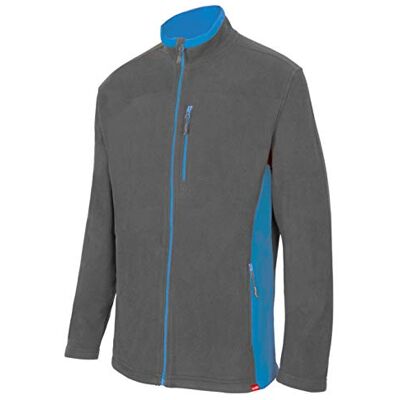 VELILLA 201504; tweekleurige fleecejas; kleur grijs en hemelsblauw; maat XS VELILLA 201504; tweekleurige fleecejas; kleur grijs en hemelsblauw; maat XS