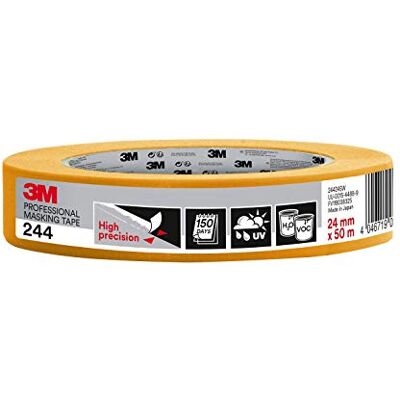 3M 244 Professionele schildersband voor scherpe verfranden, uv-bestendig, binnen en buiten, 24 mm x 50 m 3M 244 Professionele schildersband voor scherpe verfranden, uv-bestendig, binnen en buiten, 24 mm x 50 m