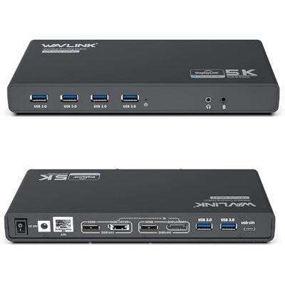 WAVLINK Displaylink Dockingstation, USB C, universeel dockingstation met 2 x HDMI en DP, 65 W PD, Gigabit Ethernet, 6 x USB 3.0, audio, microfoon, compatibel met Mac OS en Windows WAVLINK Displaylink Dockingstation, USB C, universeel dockingstation met 2 x HDMI en DP, 65 W PD, Gigabit Ethernet, 6 x USB 3.0, audio, microfoon, compatibel met Mac OS en Windows