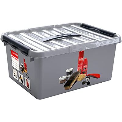 SUNWARE perfectly organised Sunware Q-line Schoenpoetsdoos met Inzet 15L – 40x30x18cm – Metaal Zwart – Schoenverzorgingsbox SUNWARE perfectly organised Sunware Q-line Schoenpoetsdoos met Inzet 15L – 40x30x18cm – Metaal Zwart – Schoenverzorgingsbox