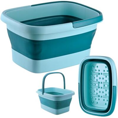Relaxdays voetbad, opvouwbaar, noppen, handvat, turkooisblauw HxBxD: 23 x 42,5 x 32,5 cm, voetverzorging Relaxdays voetbad, opvouwbaar, noppen, handvat, turkooisblauw HxBxD: 23 x 42,5 x 32,5 cm, voetverzorging