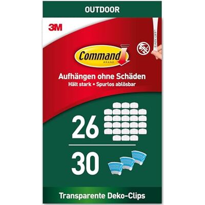 COMMAND - Transparante buitenlicht clips - 26 Clips 30 Strips COMMAND - Transparante buitenlicht clips - 26 Clips 30 Strips