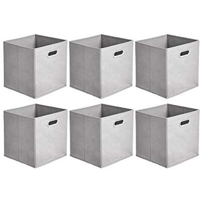 Amazon Basics Opbergkubus - Opvouwbaar, 6-pack, Lichtgrijs Amazon Basics Opbergkubus - Opvouwbaar, 6-pack, Lichtgrijs