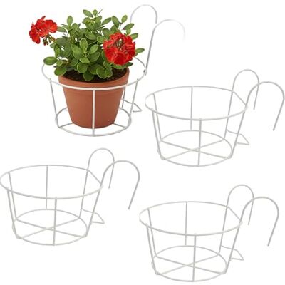 Relaxdays hangende bloempotten set van 4, ijzer, wit, 21x20x26 cm, geschikt voor balkon en terras Relaxdays hangende bloempotten set van 4, ijzer, wit, 21x20x26 cm, geschikt voor balkon en terras