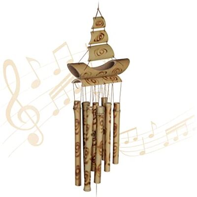 Relaxdays bamboe windgong, windorgel zeilboot design, decoratie voor binnen & buiten, HxB: 66x19 cm, windchime, naturel Relaxdays bamboe windgong, windorgel zeilboot design, decoratie voor binnen & buiten, HxB: 66x19 cm, windchime, naturel