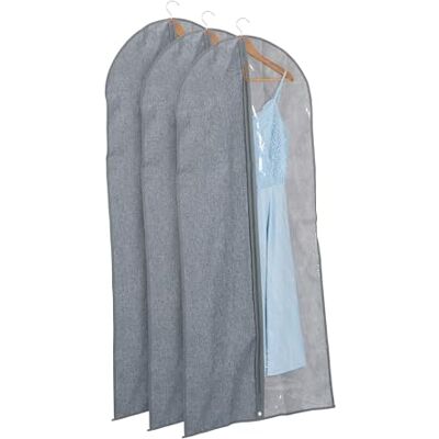 Relaxdays kledinghoes set van 3, 135 x 58 cm, met ritssluiting, voor pakken, jassen, jurken & meer, grijs/transparant 135 x 58 cm, beschermhoes voor pak, jurk, overhemd Relaxdays kledinghoes set van 3, 135 x 58 cm, met ritssluiting, voor pakken, jassen, jurken & meer, grijs/transparant 135 x 58 cm, beschermhoes voor pak, jurk, overhemd