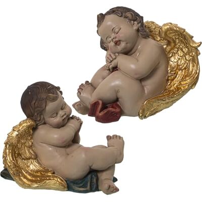 Set van 2 Beige en Gouden Engel Figuren - Decoratie Set van 2 Beige en Gouden Engel Figuren - Decoratie