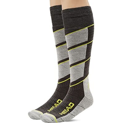 HEAD - V-SHAPE KNEEHIGH - Donkergrijs / Geel - Ski sokken HEAD - V-SHAPE KNEEHIGH - Donkergrijs / Geel - Ski sokken
