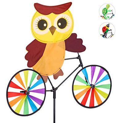 Relaxdays windmolen fiets uil, leuk voor kinderen, voor tuin, balkon & terras, in elkaar steken, 89 cm hoog, meerkleurig Relaxdays windmolen fiets uil, leuk voor kinderen, voor tuin, balkon & terras, in elkaar steken, 89 cm hoog, meerkleurig
