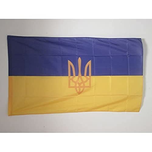 AZ FLAG Oekraïne-wapen Vlag 150x90 cm voor een paal Oekraïense vlaggen 90 x 150 cm Banier 3x5 ft met gat