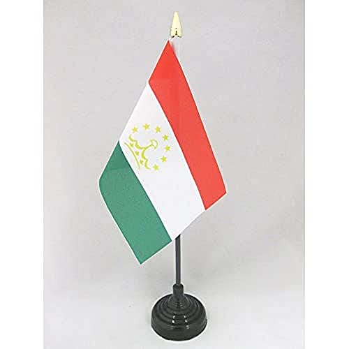 AZ FLAG Tadzjikistan Tafelvlag 15x10 cm Tadzjiekse Bureauvlag 15 x 10 cm gouden speerblad