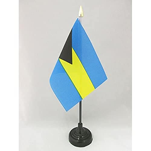 AZ FLAG Bahamas Tafelvlag 15x10 cm Bahamian Desk Vlag 15 x 10 cm gouden speerblad