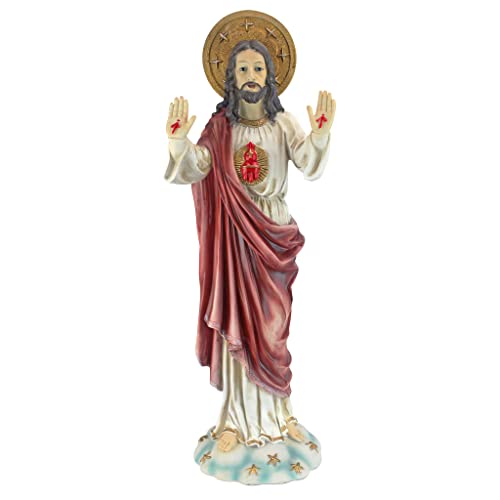 Design Toscano as Heilige Hart Jezus tuinfiguur, Italiaanse stijl, 18 x 20,5 x 59,5 cm