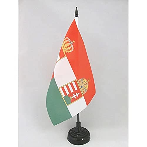 AZ FLAG Oostenrijks-Hongaarse 1867-1918 Tafelvlag 14x21 cm Oostenrijks-Hongaarse Keizerrijk Bureausvlag 21 x 14 cm Zwart plastic stokje en voetje