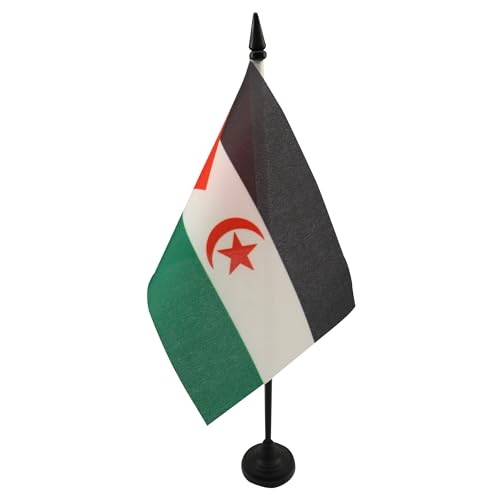 AZ FLAG Westelijke Sahara Tafelvlag 15x10 cm Sahrawi Westelijke Sahara Bureauvlag 15 x 10 cm Zwarte plastic stok en voet