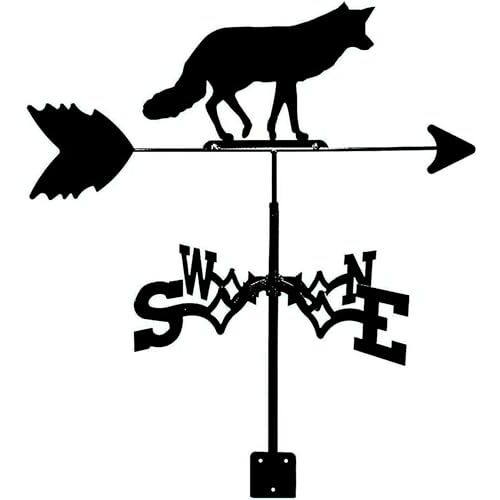 GZYHDC Windvaan Weervaan Metalen beugel Windvaan voor tuin Roestvrij stalen windvaan voor tuin Windrichtingindicator Dakmontage Weerhaan Meetinstrument (Vos)