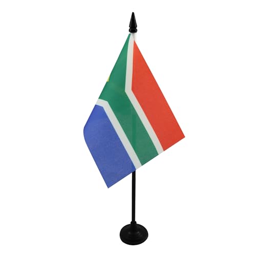 AZ FLAG Zuid-Afrika Tafelvlag 15x10 cm Zuid-Afrikaanse Desk Vlag 15 x 10 cm Zwarte plastic stok en voet