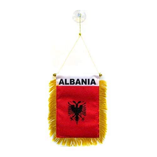 AZ FLAG Albanië mini Banner 6'' x 4'' Albanese PENNANT 15 x 10 cm mini Banners 4x6 inch zuignap hanger