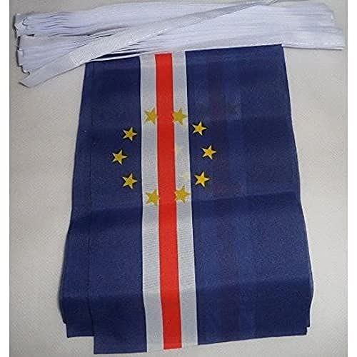 AZ FLAG Slinger 6 meter 20 Kaapverdische vlaggen 21x15 cm Kaapverdische vlag 15 x 21 cm AZ VLAG