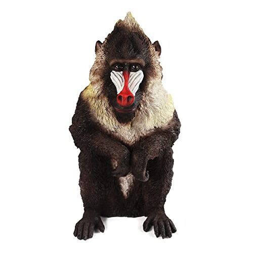 Arnusa Tuinfiguur Mandrill aap decoratiefiguur 43 cm dierenfiguur als echte tuindecoratie primatuurdecoratie