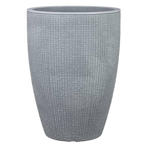 scheurich Barceo High 40, hoge pot/bloempot/plantenbak, rond, kleur: Stony Grey, gemaakt van gerecycled kunststof, voor gebruik buitenshuis