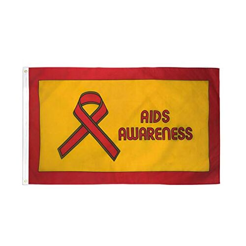 AZ FLAG Vlag tegen aids Aids Awareness 150 x 90 cm rode vlag met lint 90 x 150 cm vlaggen