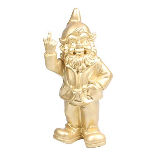 Stoobz Tuinfiguur dwerg "Ehrenfinger" – huis/tuin – 15 x 12 x 32 cm – goud