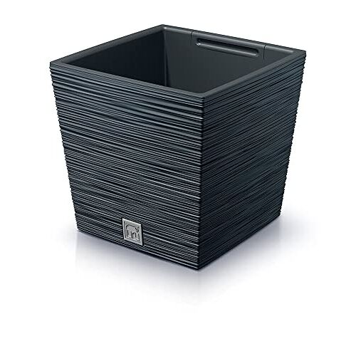 Prosperplast Macetero antraciet, met depósito, Colección Furu, 24 x 24 x 23,5 cm, inhoud 7,5 l