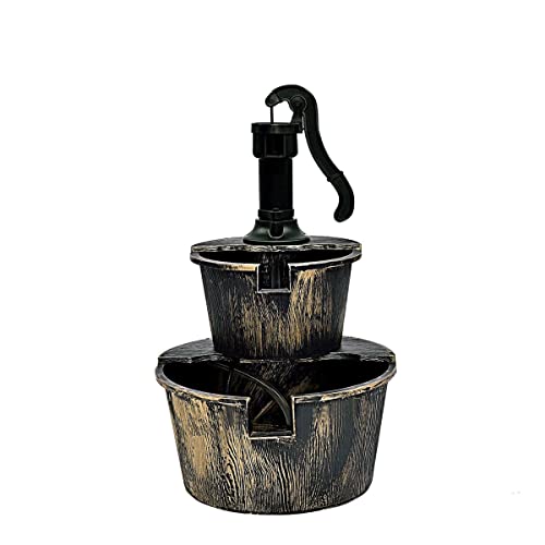 GLETSF Outdoor Tuin Waterfontein 2 Niveaus Tuin Watervat Cascade Fontein Pomp Patio Dek Outdoor Ornament Vloerstaande Watervallen Fonteinen voor Thuis Tuin Decoratie