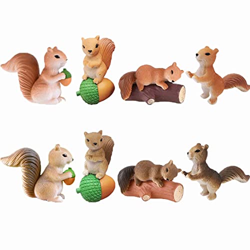 通用 Mini-eekhoorns, 8 stuks mini-eekhoorns, decoratie voor de tuin, balkon, binnenplaats, taartdecoratie
