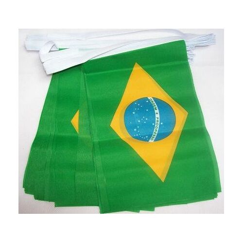 AZ FLAG Brazilië 3 meter BUNTING Vlag 10 vlaggen 9'' x 6'' Braziliaanse STRING vlaggen 15 x 21 cm