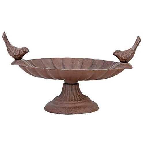 Esschert Design Vogelbad, vogelbad met korte voet van gietijzer, ca. 24 cm x 15 cm x 13 cm