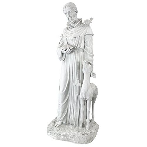 Design Toscano Saint Franciscus van Assisi, beschermheilige van dieren religieuze tuin decor standbeeld, 94 cm, Polyresin, antieke steen