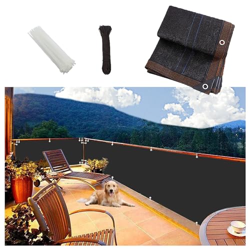 SRDCAIM Mesh privacy hek scherm, privacy scherm voor hek, ketting link hek privacy scherm, Schermen Mesh Schaduw Net Cover, patio privacy schermen voor balkon, voor Muur Tuin tuinhek Achtertuin (Color : Nero