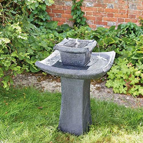 garden mile ® Waterornament fontein met steeneffect voor tuin   Vrijstaande 2 Tier Cascade Patio Gazon Centrepiece (Pagoda-fontein)