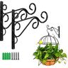 OUKEYI 2 stuks ijzeren plantenhanger wandhaken, hangende mand beugels smeedijzeren beugel voor het ophangen van vogelvoeders, lantaarns, windklokkenpokken, plantenbakken, outdoor decoratie haken, (zwart)