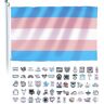 KAYEF Transgender Vlag, Transseksuele Vlag + 60 Stuks Pride Stickers, Transseksuele Vlag Accessoires, Transseksuele Vlag voor Binnen en Buiten, Feestdagen, Parades en Decoraties