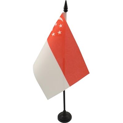 AZ FLAG Tafelvlag Singapore 15x10 cm Polyester 100D Plastic Voet Binnengebruik Singaporees bureauvlag gestikte afwerking met verstevigde randen met kunststof stok en kunststof voet AZ FLAG Tafelvlag Singapore 15x10 cm Polyester 100D Plastic Voet Binnengebruik Singaporees bureauvlag gestikte afwerking met verstevigde randen met kunststof stok en kunststof voet