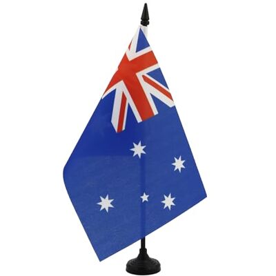 AZ FLAG Tafelvlag Australië 21x14 cm Polyester 100D Plastic Voet Binnengebruik Australisch bureauvlag Australia gestikte afwerking met verstevigde randen met kunststof stok en kunststof voet AZ FLAG Tafelvlag Australië 21x14 cm Polyester 100D Plastic Voet Binnengebruik Australisch bureauvlag Australia gestikte afwerking met verstevigde randen met kunststof stok en kunststof voet