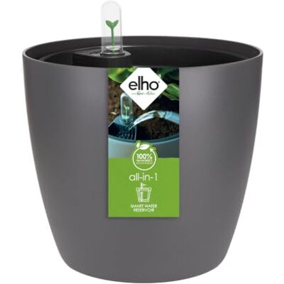 Elho All-In-1 Brussel Round 18 met Zelfbewaterend Systeem Antraciet ∅ 18.3 x H 16.8 cm Geschikt voor Binnen 100% Gerecycled Plastic Elho All-In-1 Brussel Round 18 met Zelfbewaterend Systeem Antraciet ∅ 18.3 x H 16.8 cm Geschikt voor Binnen 100% Gerecycled Plastic