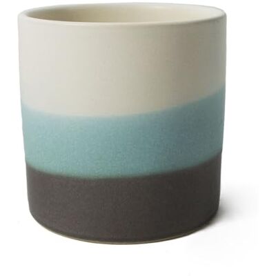 Leaf 12cm Blau Zand Streep Keramische Plantenschaal - Binnengebruik Leaf 12cm Blau Zand Streep Keramische Plantenschaal - Binnengebruik